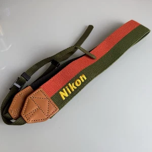 [N MINT+++] Vintage Nikon Camera Strap Green Orange For F3 F4 F5 F6 From JAPAN - Picture 1 of 9