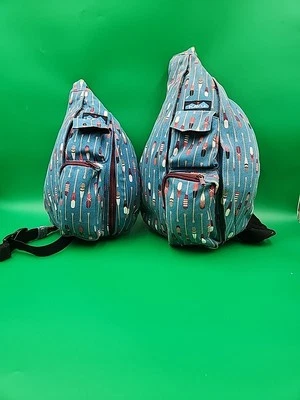Kavu Women's Rope Bag Row House Backpack blue/coral. Paddle novelty print.... - Image 1 of 4