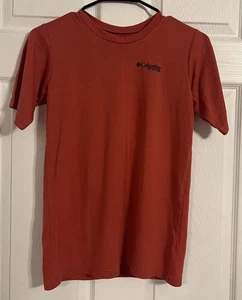 Columbia Pfg Boys Tshirt Red With Red, White, & Blue Flag Fish Size Large - Picture 1 of 16