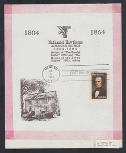 US Stamp #2047 Nathaniel Hawthorne Rare FDC Page 1983 Addressed C. Reid - Picture 1 of 1