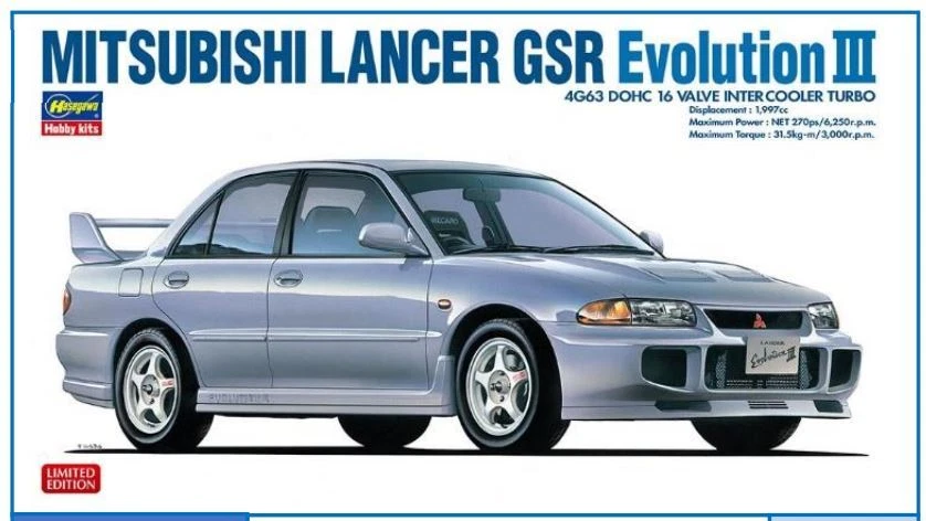 Hasegawa MITSUBISHI LANCER GSR EVO III KIT 1:24 - Immagine 1 di 1