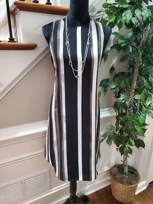 Vestido para mujer APT.9 blanco y negro poliéster cuello redondo sin mangas hasta la rodilla M Foto 1 de 4