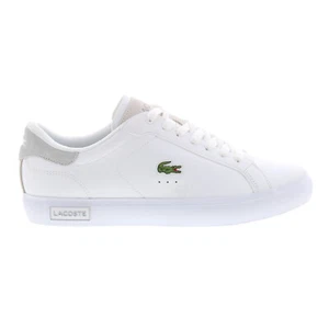 Lacoste Powercourt 124 2 SMA Mens White Leather Lifestyle Sneakers Shoes - Picture 1 of 8