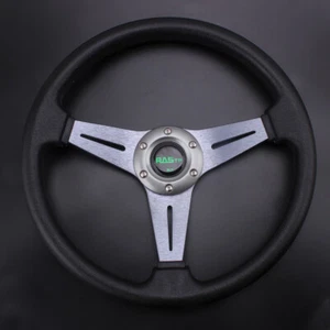 Gray 14INCH Universal Aluminum 6 Bolt Racing Steering Wheel Drifting Deep Dish - Picture 1 of 4