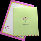 NEW Handcraft flower bouquet BIRTHDAY GREETING CARD +Envelope Set 2 NWT