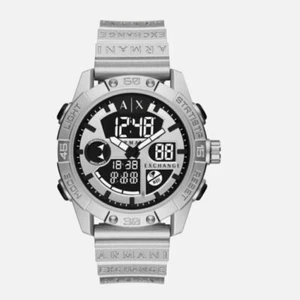 Armani Exchange D-BOLT AX2965 Men Silver Silicone Anadigit Chrono Watch New - Picture 1 of 13