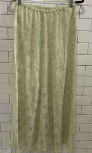 CP Shades Maxi Bias Skirt Embroidered Celery Rayon M Boho Lagenlook Elastic - Picture 1 of 15