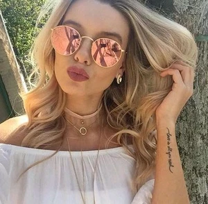 Retro Vintage Sonnenbrille rund oval verspiegelt reflektierende Gläser Metallgestell Ray - Bild 1 von 12