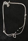 Heart & Ball Double Layer Chain 8ct White Gold Bracelet 21.5 cm Adjustable Link