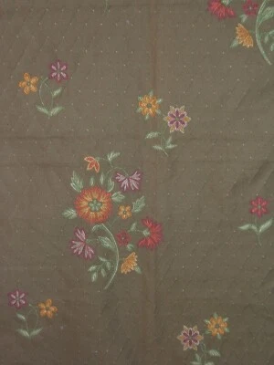 Lee Jofa, Seathwaite Weave, Embroidered Floral,  Remnant, Color Olive - Image 1 of 2