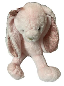 Dan Dee Hase Plüsch weich hellrosa Schlappohren gemustertes Band Ostergeschenk - Bild 1 von 4