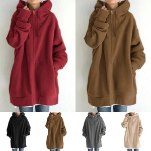 Women Hooded Long Sleeve Zipper Jacket Lady Loose Hoodie Cardigan Coat Outwear K - Picture 1 of 17