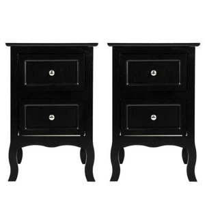 Set of 2 Nightstand with Storage 2 Drawer Modern Wood End Bedside Table Coffee - Picture 1 of 20