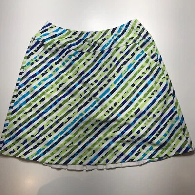 Tail Tech Skort Blue White Green Striped Athleisure Pockets Pleated Hem Size S - Image 1 of 4
