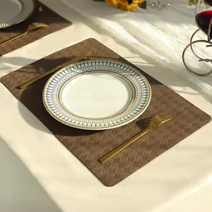 Faux Leather Place Mats Table Mats Set of 2 Heat Resistant Placemat for Kitch... - Picture 1 of 8