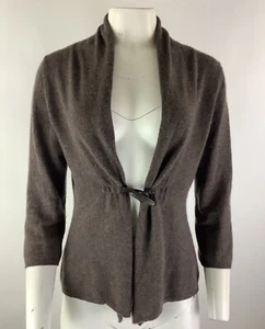 Fenn Wright Manson Sz M 100% Cashmere Clasp Front Cardigan Brown Lightweight BT - Picture 1 of 7