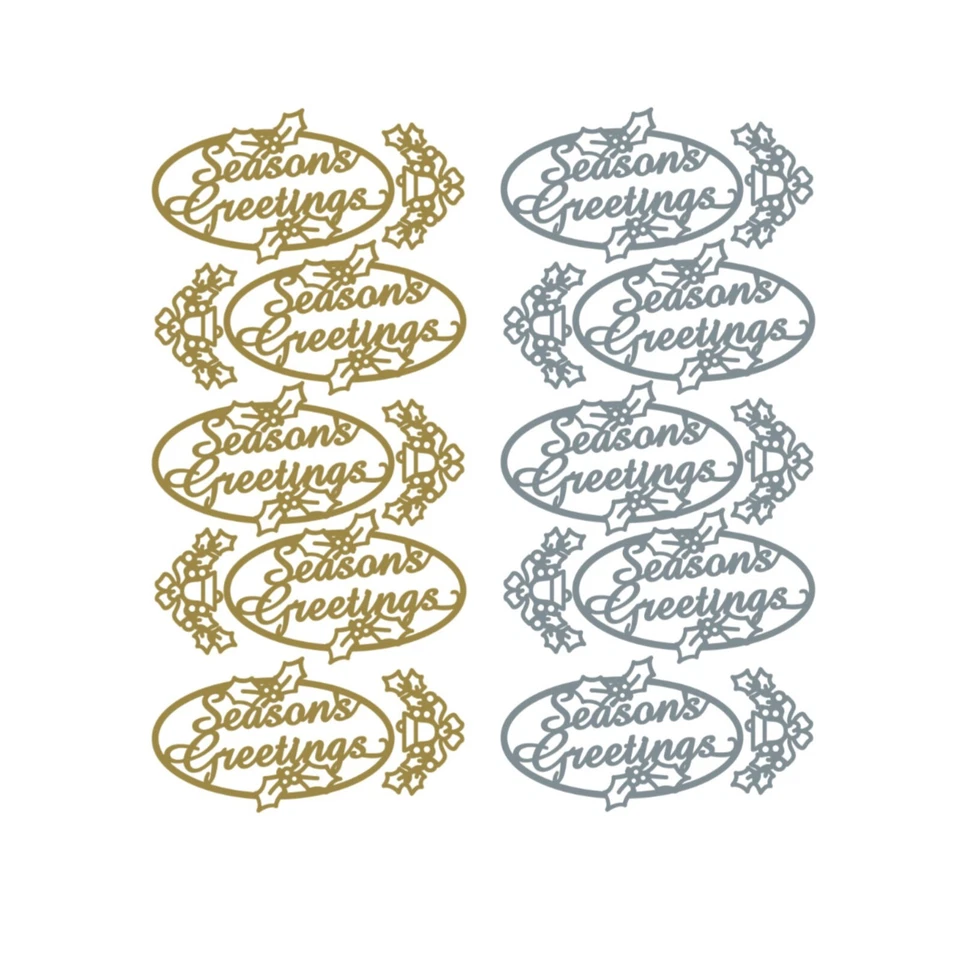Seasons Greetings peel off sticker sheet gold silver xmas card craft making bell