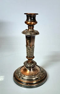 Candelabro Portacandele in argento di Sheffield e ottone - Lavorato come da foto - Foto 1 di 8