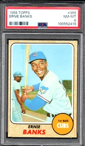 1968 TOPPS #355 ERNIE BANKS CHICAGO CUBS - PSA NM-MT 8 - SUPER ALL AROUND CARD - Picture 1 of 2