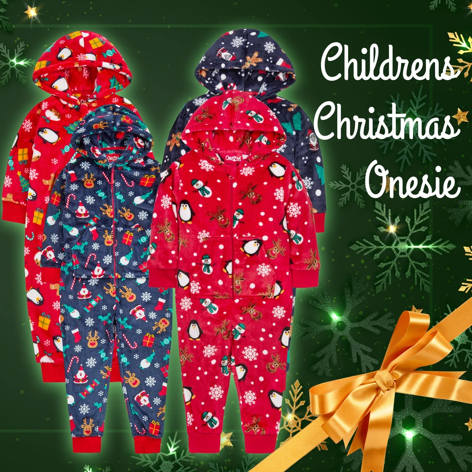 Pijama todo en uno de Navidad para niños 1Onesie Mono Navidad lana cálida niños  Foto 1 de 1