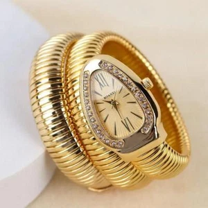 Women Snake Bracelet Watch Serpentine Bling Diamond Quartz Ladies Watches - Picture 1 of 28