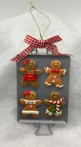Clay Dough Gingerbread Cookies on a Metal Tray Ornament - Picture 1 of 6