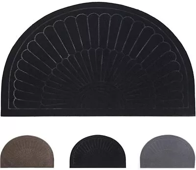 Rubber Doormat Indoor Outdoor Half Round Front Door Mat Non Slip Backing Floor M - Image 1 of 4