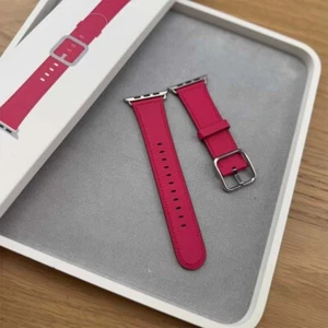 Genuine Apple Watch Classic Buckle leather Band 44MM 42MM 45MM Pink Fuchsia - Zdjęcie 1 z 4