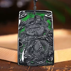 Natural Grade A Jade Jadeite Moyu Guan Gong Mocui Ice Seed Jade Pendant - Picture 1 of 7