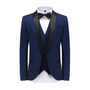 Braveman Men's 3 Pc Slim Fit Tuxedo Set TX300 in Indigo - Picture 1 of 4