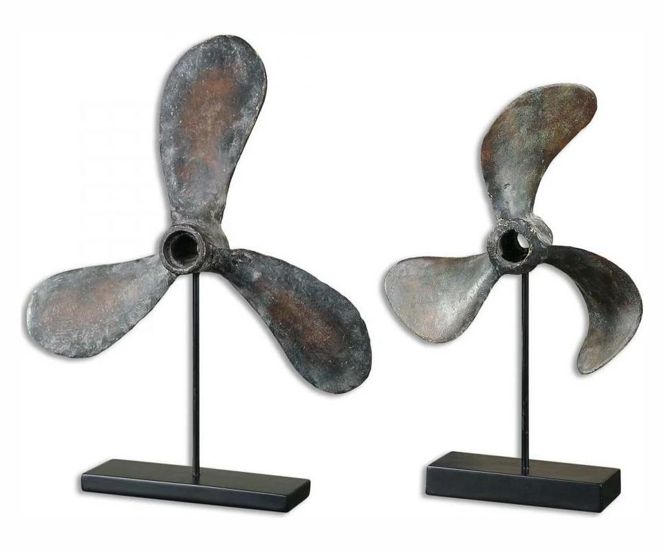 Objeto escultórico hélices marrón óxido - Juego de 2 piezas Foto 1 de 1