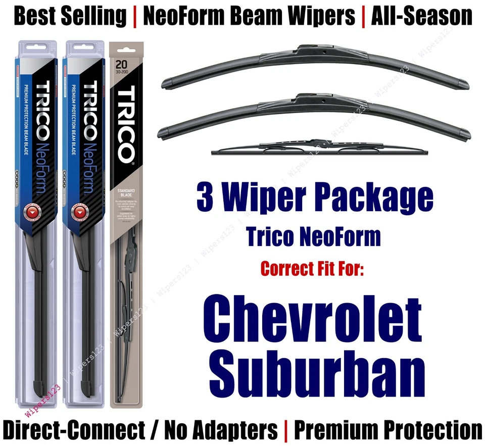 3pk Wipers Front & Rear NeoForm fit 2007-14 Chevrolet Suburban 1500- 16220x2/12E Foto 1 de 1