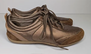 VIONIC Ladies 7 Willa Suede Leather Metallic Bronze Orthaheel Walking Sneakers - Picture 1 of 10