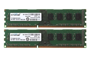 Crucial 8G 2x 4GB PC3-10600 DDR3 1333MHz 240Pin UDIMM Desktop Memory Low Density - Picture 1 of 8