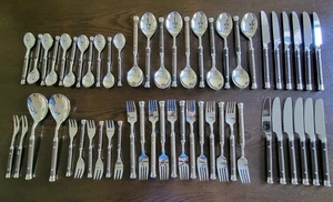 Wilkens Flatware 55 Piece Lot Faux Wood Handle Stainless Steel Vintage Germany - Picture 1 of 17