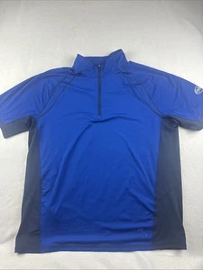 Relax Tommy Bahama UV Tech UPF 30 Blau 1/4 Zip Kurzarm Hemd Herren Gr. L - Bild 1 von 7