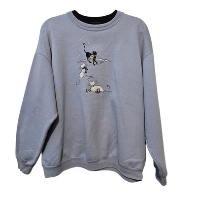 Sudadera De Colección Top Stitch Morning Sun CATS Mujer LG Pequeña Abuela Bordada Foto 1 de 4