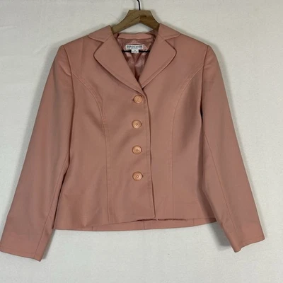 Vtg Pendleton Women’s Blazer 12 Peach Virgin Wool 4-Button USA Made Classic - Image 1 of 4