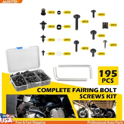 Alluminum Fairing Durable Bolt 195x Screws Complete Set Motorcycle Fit Mudgard - Image 1 of 4