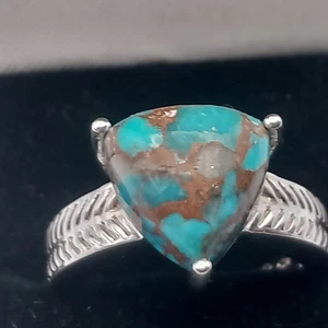 Traumhafter Vintage Sterling Silber Echt Kupfer Türkis Ring. Größe M - Bild 1 von 21