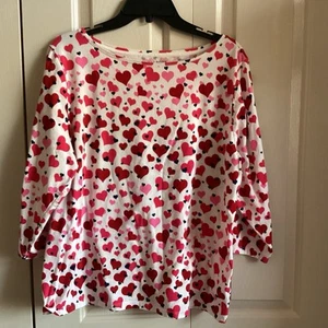 Talbots Women’s Heart Shirt Tee Sz 2X W/3/4 Sleeves … - Picture 1 of 3