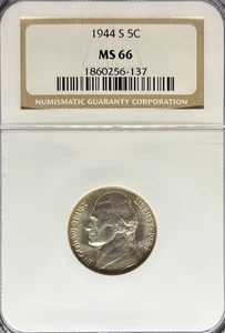 1944-S Jefferson Nickel MS66 NGC (#PA1860256137) - Picture 1 of 2