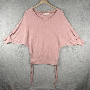 GAP Willow Pink Women’s XS Wide Neck Tie Sides Puff Sleeve Knit Top Sweater - Picture 1 of 14