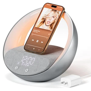 Bluetooth Alarm Clock, Sunrise Simulation Wake Up Night Light, 15W Fast Wirel... - Picture 1 of 7