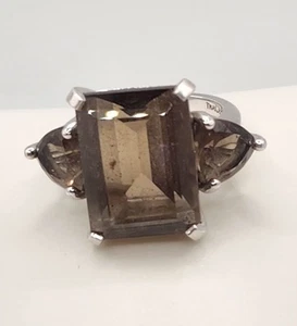 Smoky Quartz Ring Sterling Silver Size 6 SGF Signed Vintage - Picture 1 of 6