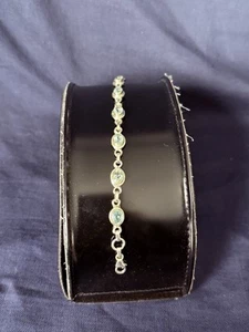 Pulsera Tenis Plata de Ley con Topacio Azul Ajustable Nueva - Imagen 1 de 9