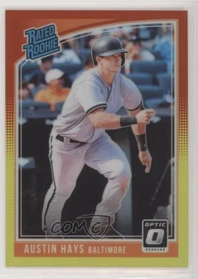 2018 Panini Donruss Optic Rated Red and Yellow Prizm Austin Hays #58 Rookie RC - Image 1 of 2