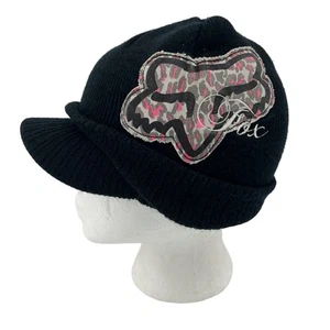 Cappello Berretto Fox Racing Stampa Leopardata Patch Nero Vintage Y2K - Foto 1 di 7