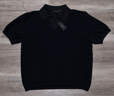 Новый тряпки и кости Willy трикотажа сетки рубашка-поло мужской размер большой черный $258 - Изображение 1 из 4