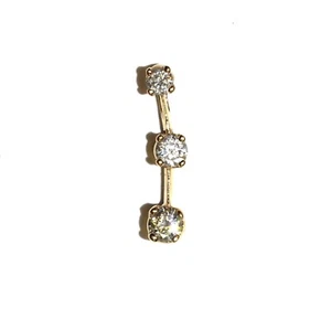 Collar colgante de 3 piedras de diamantes SI2 H de 0,45 quilates de oro amarillo de 14k 1,1 g Estate - Imagen 1 de 6